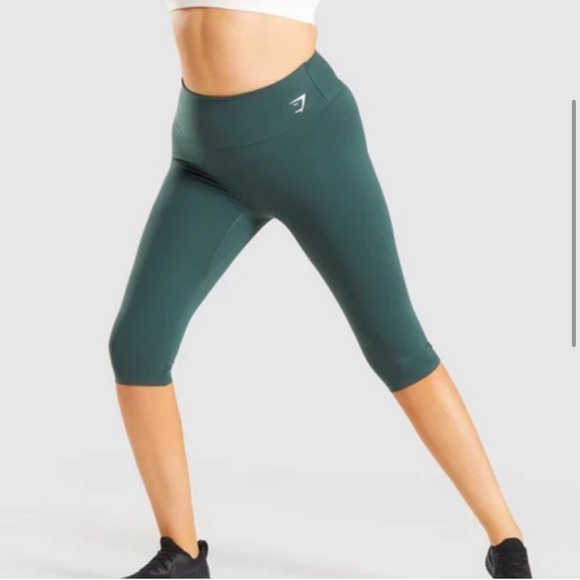 Gymshark Training Cropped Leggings - Obsidian Forrest Green - Picture 1 of 9
